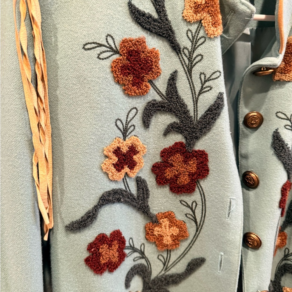 Double D Ranch Teal Embroidered Fringe Jacket - Picture 5 of 7